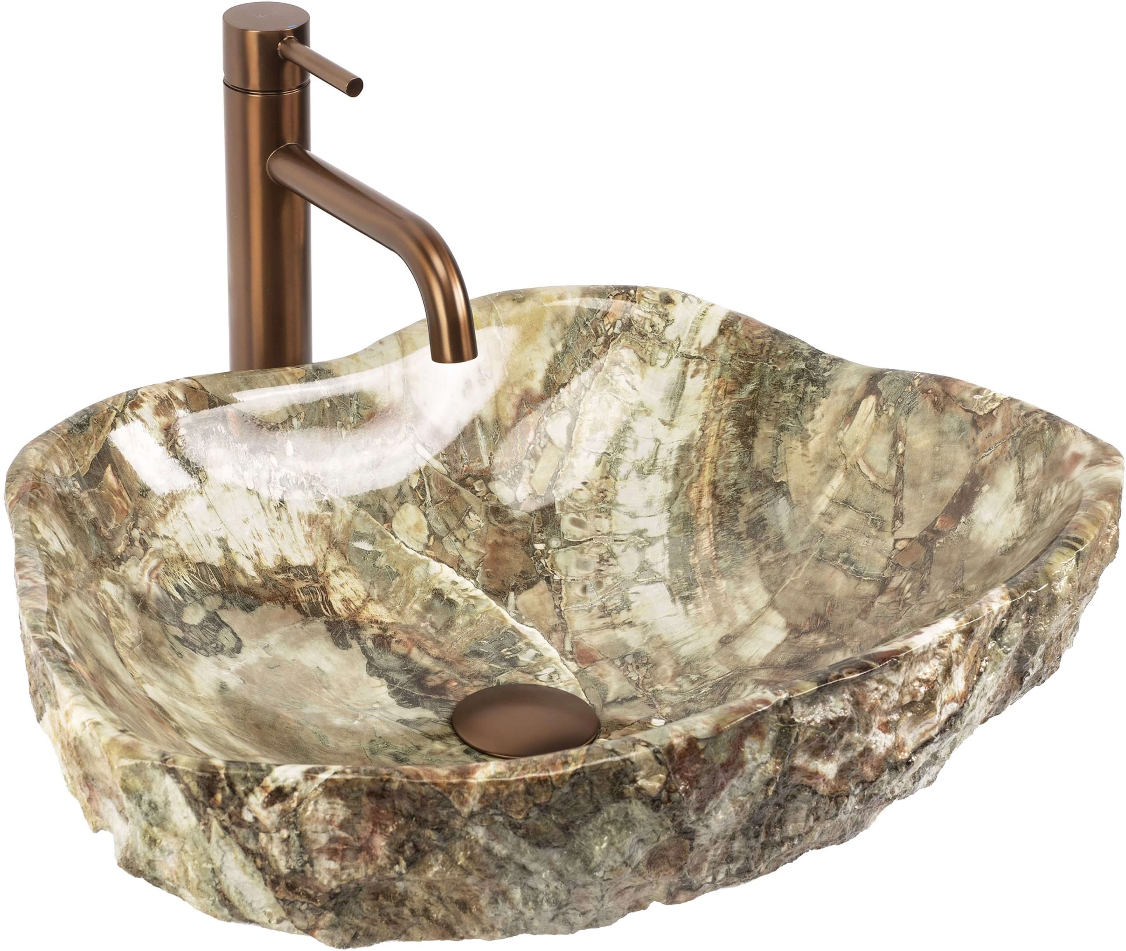 Rea Isla lavabo 49x37 cm à poser marron/beige brillant REA-U7884