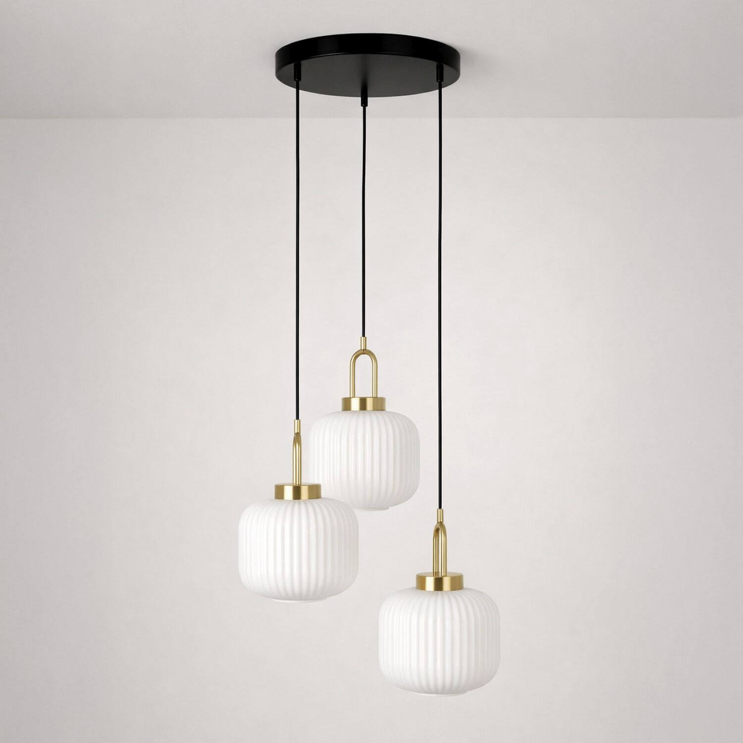 Kaja Diop lampe suspendue 3x15 W blanc-noir-patine K-5892