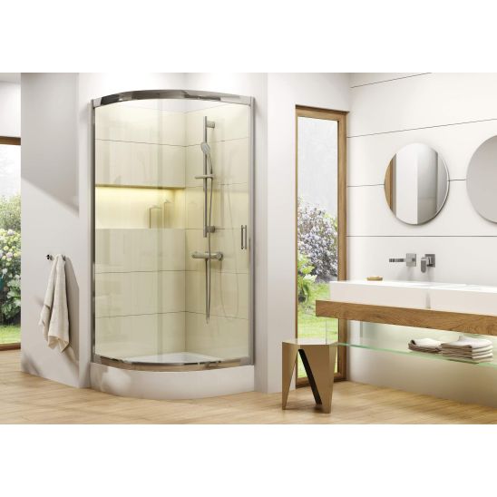 Set cabine de douche Deante Funkia KYP_451K, receveur de douche semi-circulaire Deante Standard New KTA_053B