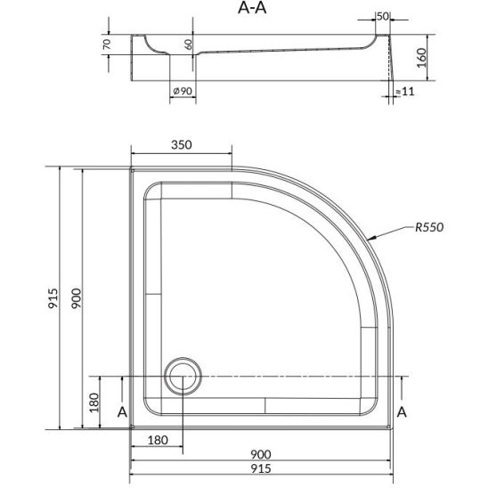 Set cabine de douche Cersanit Moduo S162-010, receveur de douche semi-circulaire Cersanit Tako S204-004