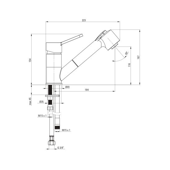 Set mitigeur de cuisine Deante Narcyz BDN_071M, évier en acier inoxydable Deante Techno ZMU_0100