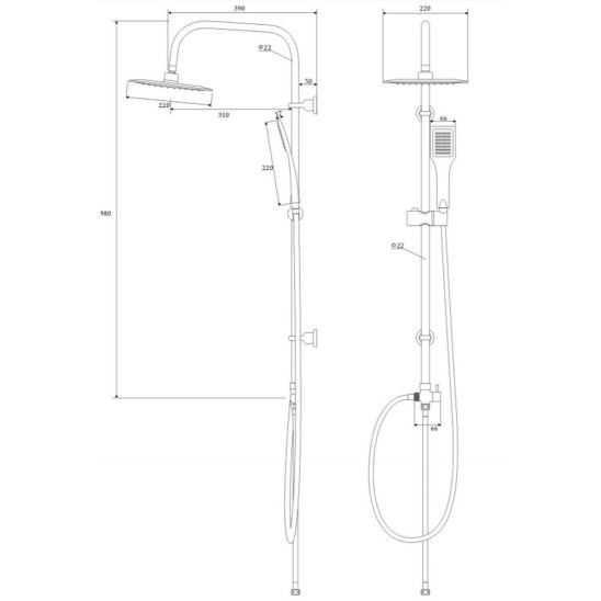 Set mitigeur de douche Deante Neo Joko BOJ_04BT, ensemble de douche Deante Neo Vero NBV_051K