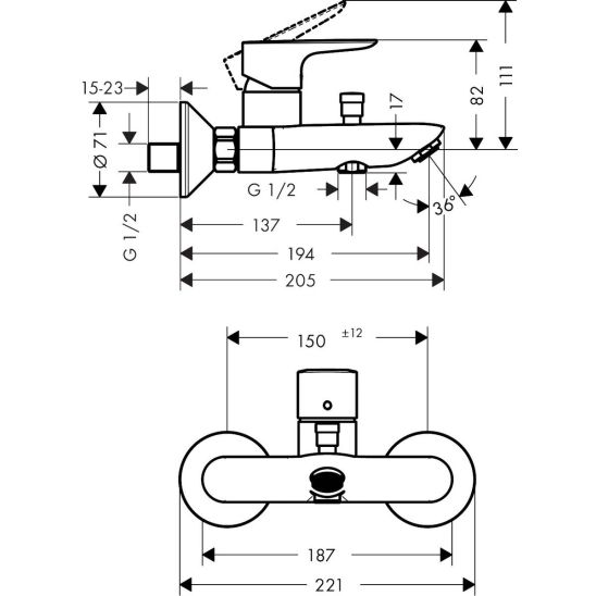 Set mitigeur bain-douche Hansgrohe Talis E 71740000, mitigeur de lavabo Hansgrohe Talis E 71710000, 26425400