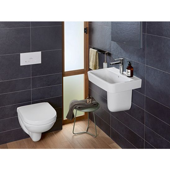 Set ensemble Combi-Pack avec abattant Villeroy & Boch O.Novo 5688HR01, châssis encastré avec bouton et joint Oltens Triberg 58300100