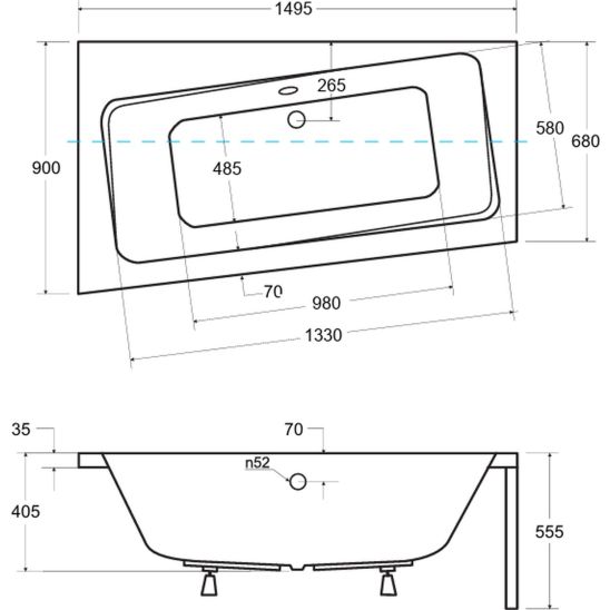 Set baignoire d’angle Besco Infinity #WAI-150-NL, habillage de baignoire Besco Infinity OAI-150-NS