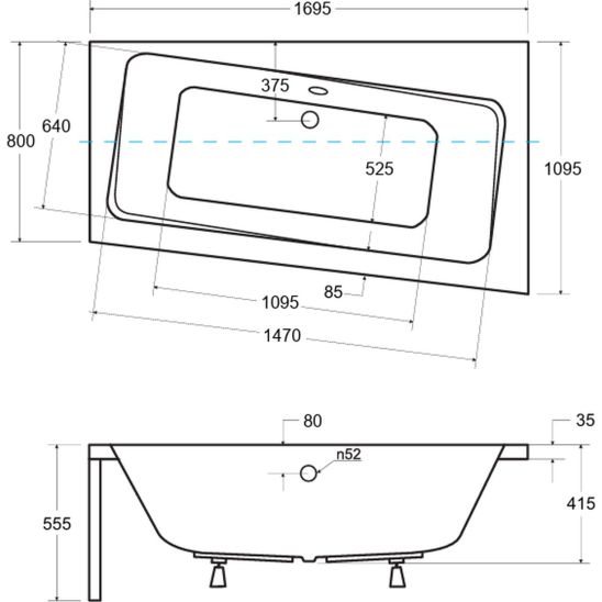 Set baignoire d’angle Besco Infinity #WAI-170-NP, habillage de baignoire Besco Infinity OAI-170-NS