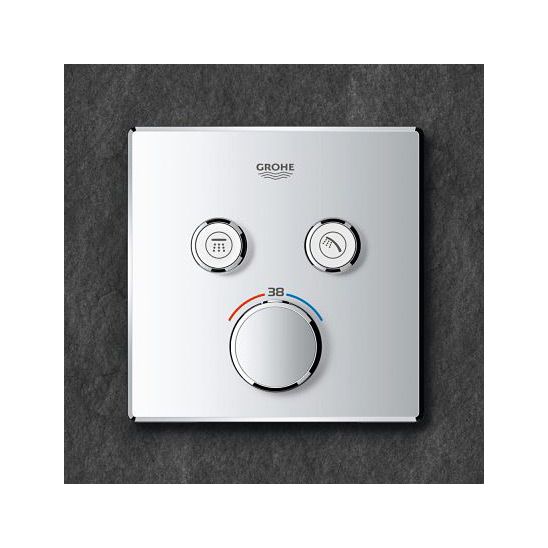 Set mitigeur bain-douche Grohe Grohtherm SmartControl 29124000, douche à effet de pluie avec bras Grohe Rainshower 26564000, 26405000, 35600000