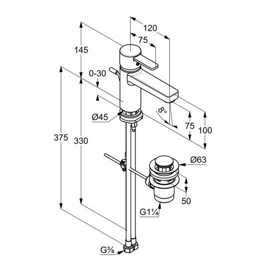 Set mitigeur de lavabo Kludi Zenta 382600575, mitigeur bain-douche Kludi Zenta 386700575