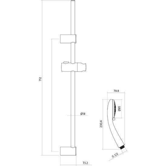 Set mitigeur de douche Cersanit Mille S951-031, mitigeur de lavabo Cersanit Mille S951-045, S951-021