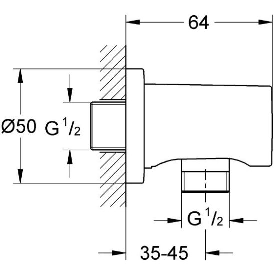Set douche à effet de pluie avec bras Grohe Rainshower 26066A00, mitigeur bain-douche Grohe Grohtherm SmartControl 29119A00, 26574A00, 27057A00, 27074A00, 28362A01