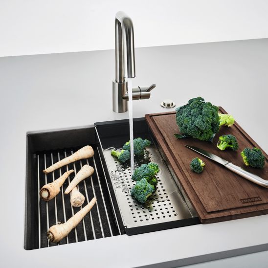 Set évier en granit Franke Kanon 125.0528.612, mitigeur de cuisine Franke Lina 115.0626.081