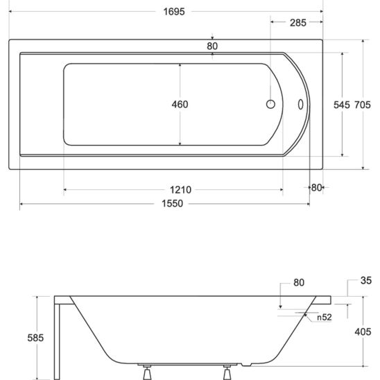 Set baignoire rectangulaire Besco Shea #WAS-170-PK, habillage de baignoire Besco #OAP-170-UNI