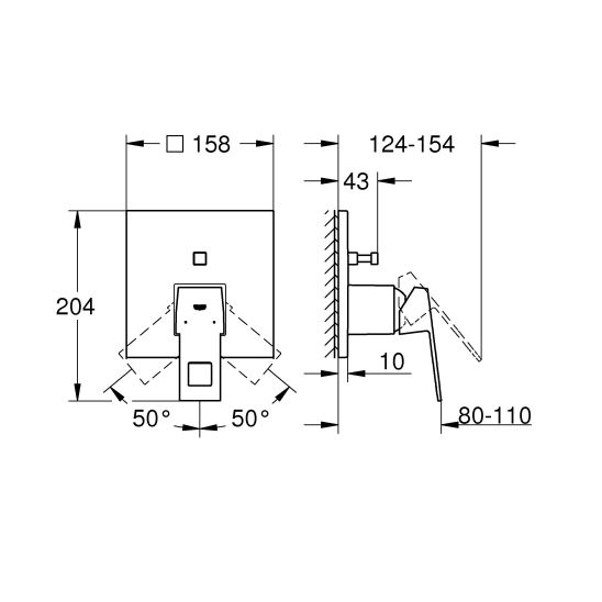 Set mitigeur bain-douche Grohe Eurocube 24062000, douche à effet de pluie Grohe Vitalio Comfort 26695000, 26405000, 35600000, 27851000