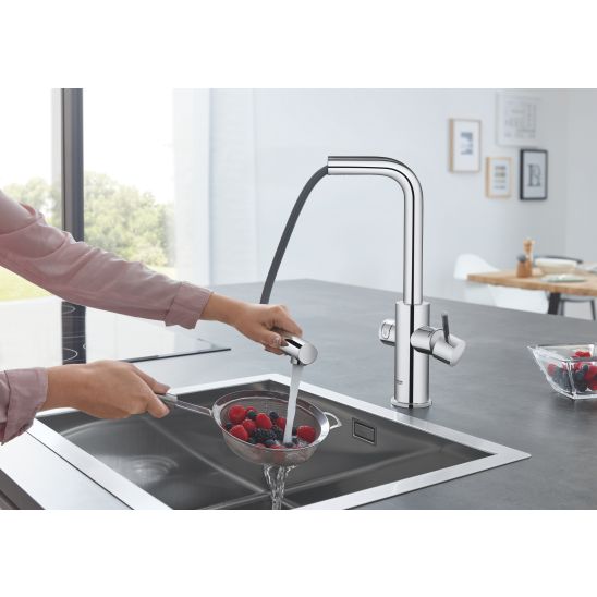 Set kit de démarrage avec mitigeur de cuisine Grohe Blue 31539000, évier en acier inoxydable Grohe K700 31726SD0