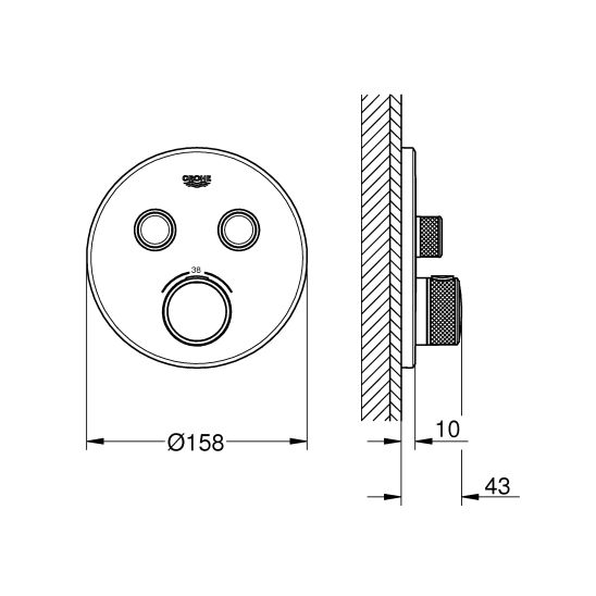 Set douche à effet de pluie avec bras Grohe Rainshower 26066AL0, mitigeur bain-douche Grohe Grohtherm SmartControl 29119AL0, 26574AL0, 27057AL0, 27074AL0, 28362A01