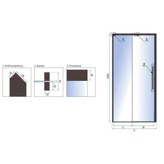 Set porte de douche Rea Rapid Slide REA-K6403, paroi de douche Rea Rapid REA-K6422