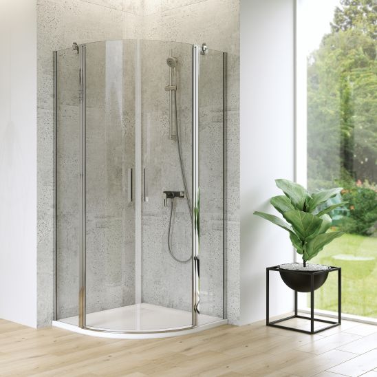 Set cabine de douche Cersanit Moduo S162-009, receveur de douche semi-circulaire Cersanit Tako S204-003