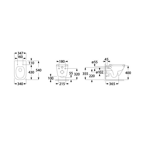 Set cuvette WC avec abattant à descente lente Roca Gap Square A34H472000, châssis encastré Roca Duplo One A890070020, A890195000, A890063000