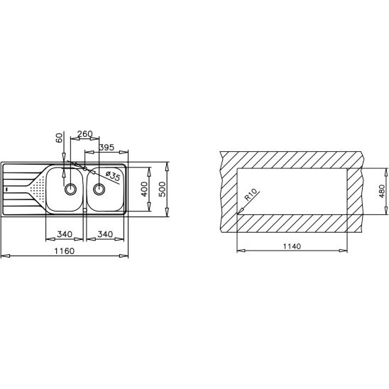 Set évier en acier inoxydable Teka Universe 115170006, mitigeur de cuisine Teka IN 469781200
