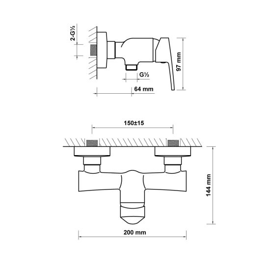 Set mitigeur de douche Hagser Della HGR50000033, pommeau de douche Hagser Mia HGR23000037, HGR31000037, HGR25000037