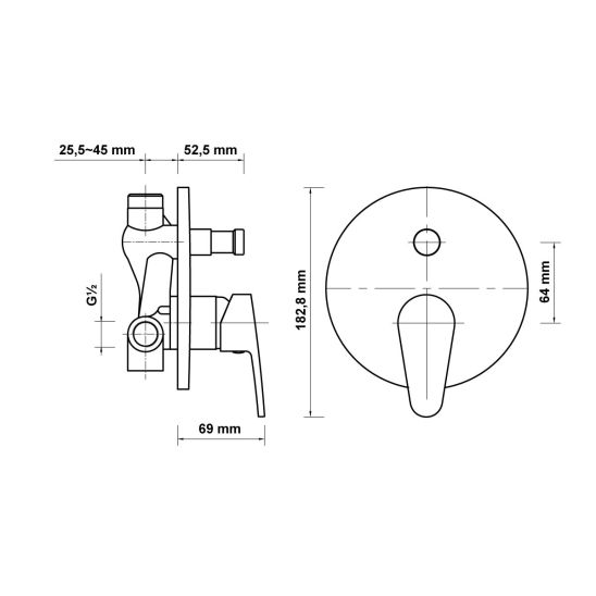 Set mitigeur bain-douche Hagser Della HGR11000034, douche à effet de pluie Hagser Mila HGR27000037, HGR29000037, HGR26000037, HGR23000037, HGR31000037