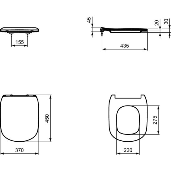 Set cuvette de WC Ideal Standard Tesi T0079V3, abattant de WC Ideal Standard Tesi T3527V3