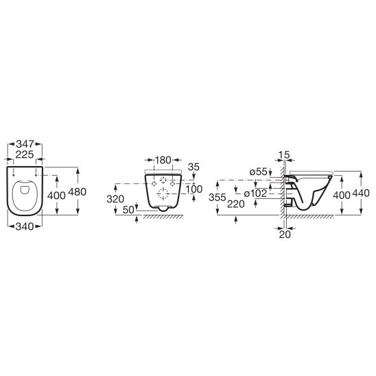 Set cuvette de WC Roca Gap A34647AS00, châssis encastré Roca Duplo One A890070020, A80173200B, A890195000, A890063000