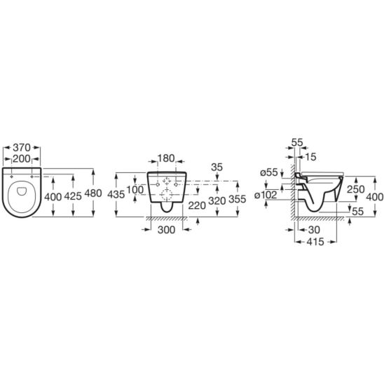 Set cuvette de WC Roca Inspira A346528650, châssis encastré Roca Duplo One A890070020, A80152C65B, A89018920B, A890063000