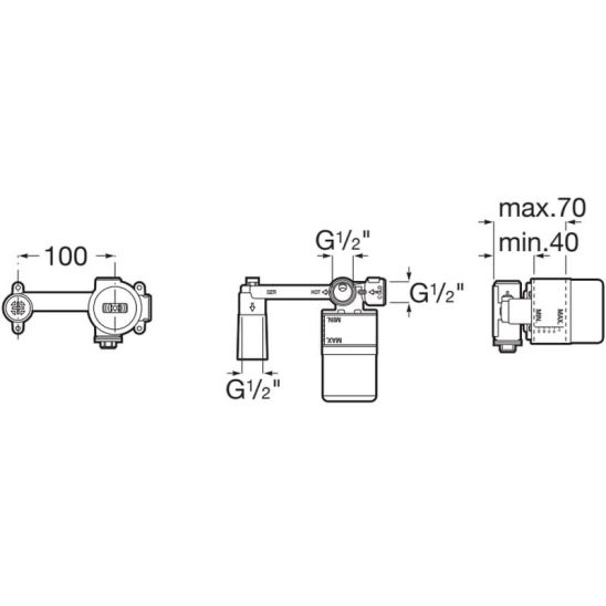 Set mitigeur de lavabo Roca Ona A5A359ERG0, élément encastré Roca Ona A5E3501RG0