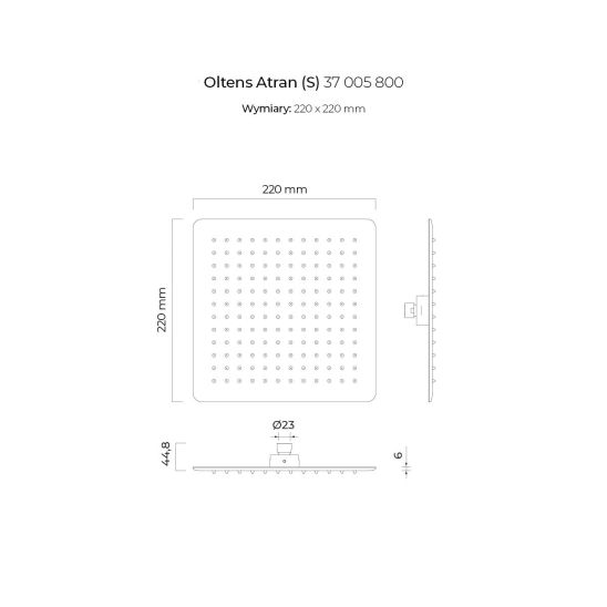 Set douche à effet de pluie Oltens Atran 37005800, bras mural Oltens Lagan 39401800