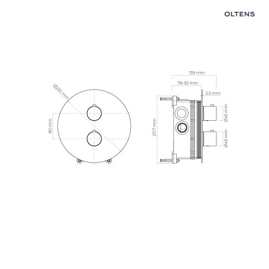 Set mitigeur bain-douche Oltens Katla 34600300, douche à effet de pluie Oltens Vindel 37000300, 39400300, 39304300, 37102300, 37200300