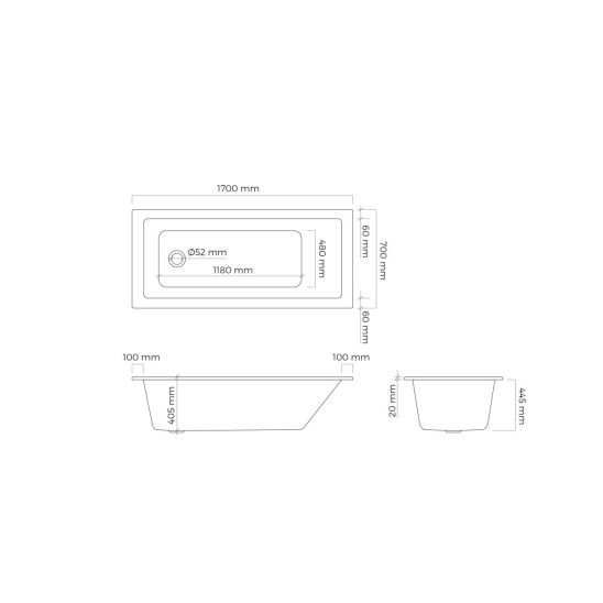 Set baignoire rectangulaire Oltens Langfoss 10004300, paroi de baignoire Oltens Sela 23202100