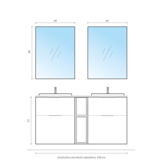 Set armoire Cersanit City S584-018-DSM, plan de travail Cersanit Moduo S590-023, S599-0162, S584-034