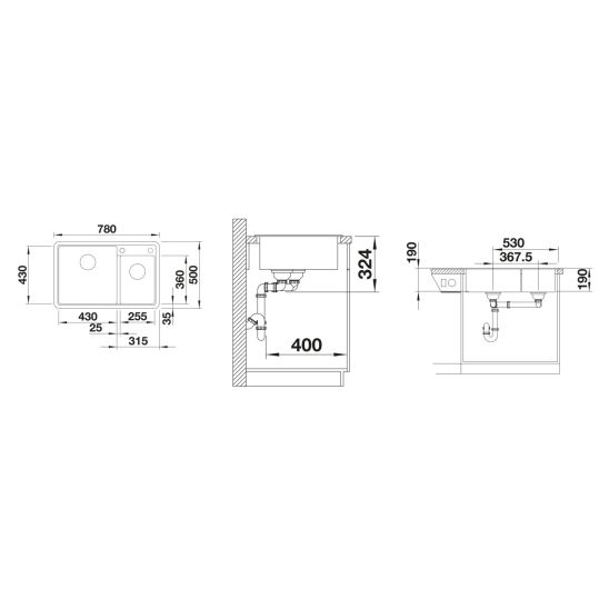 Set évier en granit Blanco Legra 8 526223, mitigeur de cuisine Blanco Mida 517742