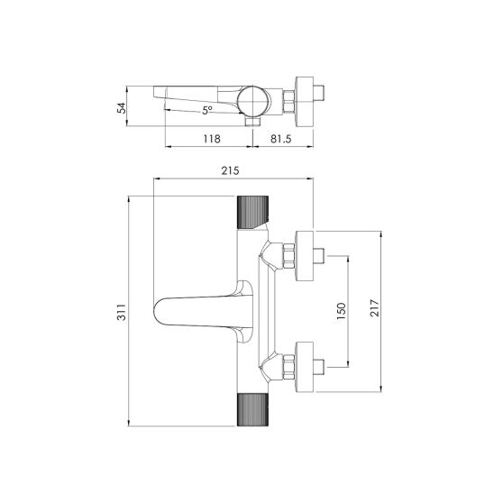 Set mitigeur bain-douche Ksuro 02 13008010, pommeau de douche Ksuro 02 One Click 16004010, 37200100, 19001010