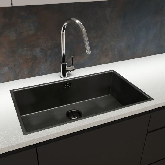 Set évier en acier inoxydable Oltens Stalvask 71102300, mitigeur de cuisine Oltens Litla 35204800