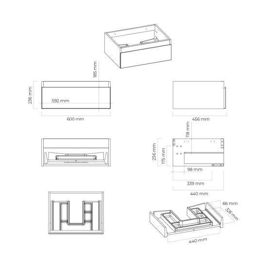 Set armoire Oltens Vernal 60009700, plan de travail suspendu Oltens Vernal 63009300