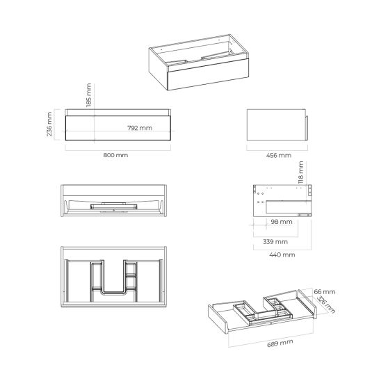 Set armoire Oltens Vernal 60010400, plan de travail suspendu Oltens Vernal 63009300, 60020400