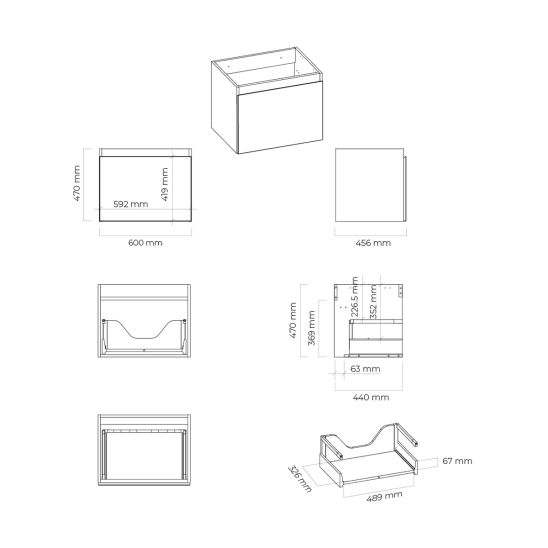 Set armoire Oltens Vernal 60013700, plan de travail suspendu Oltens Vernal 63009700