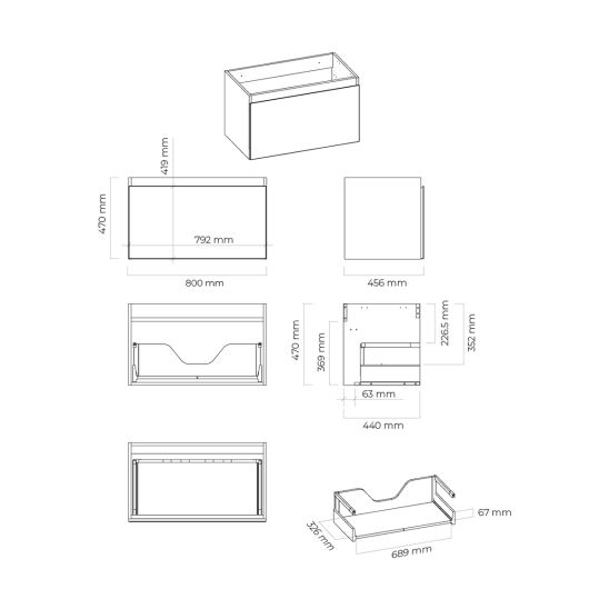 Set armoire Oltens Vernal 60014300, plan de travail suspendu Oltens Vernal 63005300