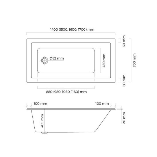 Set baignoire rectangulaire Oltens Langfoss 10004900, paroi de baignoire Oltens Sela 23202100