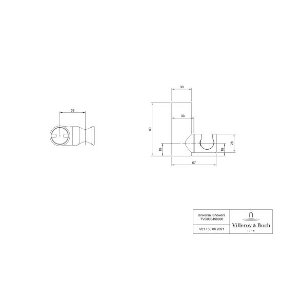 Set mitigeur bain-douche Villeroy & Boch Universal Taps & Fittings TVD00065300061, élément encastré de mitigeur Villeroy & Boch Universal Taps & Fittings TVD00065100000, TVC00040120061, TVC00045800061, TVC00045351061, TVC00045600061, TVS10900300061, TVC00