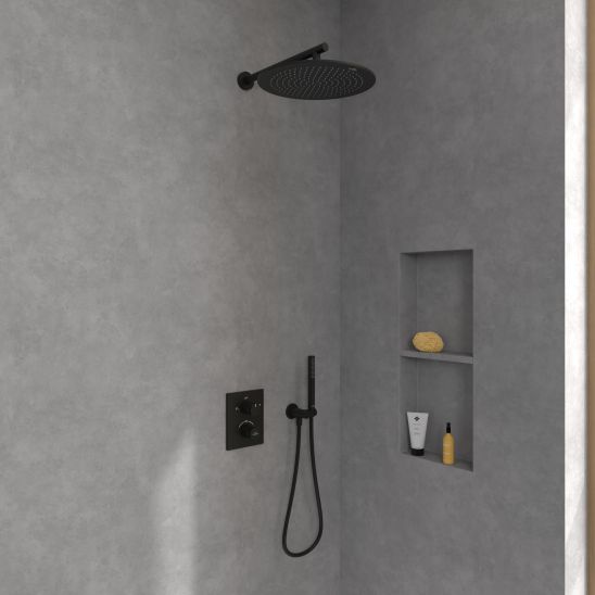 Set mitigeur bain-douche Villeroy & Boch Universal Taps & Fittings TVD000653000K5, douche à effet de pluie Villeroy & Boch Universal Showers TVC000001000K5, TVD00065100000, TVS109006000K5, TVC000458000K5, TVC000453510K5, TVC000456000K5, TVC000035000K5