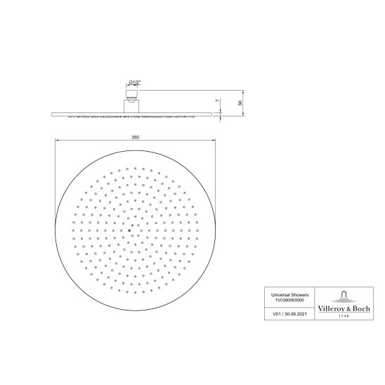 Set mitigeur bain-douche Villeroy & Boch Universal Taps & Fittings TVD00065300061, douche à effet de pluie Villeroy & Boch Universal Showers TVC00000300061, TVD00065100000, TVS10900600061, TVC00045800061, TVC00045351061, TVC00045600061, TVC00003500061
