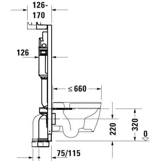 Set châssis encastré Duravit DuraSystem WD1029000000, cuvette de WC Duravit D-Neo 25880900001, 0021690000, WD5010031000