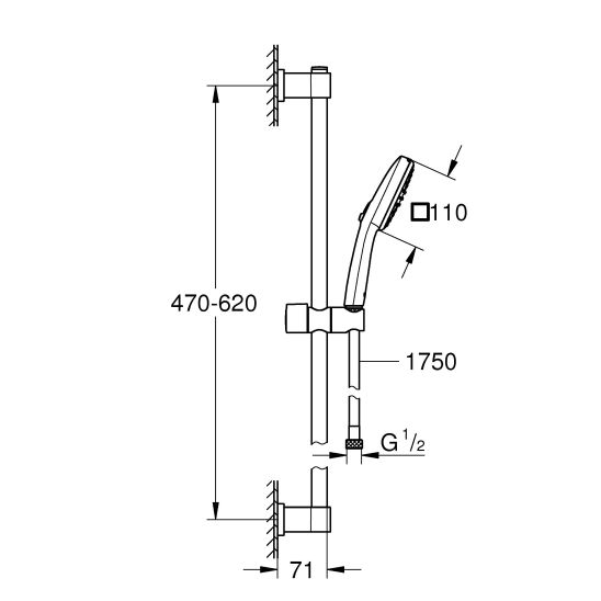 Set mitigeur de douche Grohe Start 24208002, ensemble de douche Grohe Vitalio Comfort 26928001