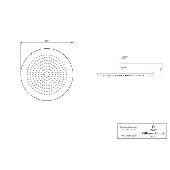 Set mitigeur bain-douche Villeroy & Boch Universal Taps & Fittings TVD00065300076, douche à effet de pluie Villeroy & Boch Universal Showers TVC00000100076, TVD00065100000, TVS10900600076, TVC00045800076, TVC00045351076, TVC00045600076, TVC00003500076