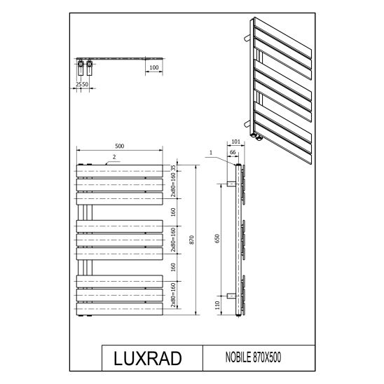 Set radiateur électrique Luxrad Nobile Elektro NOB870500S040ERG, appareil de chauffage électrique Luxrad GLX GLX300CZ