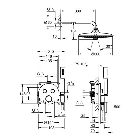 Set ensemble de douche Grohe Precision Smartcontrol 34878000, produit nettoyant pour chrome Grohe 48166000