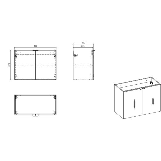 Set armoire Comad Nova Oak NOVA OAK A 82-80-2D, lavabo Comad Beyond BEYOND 5 WHITE ( E-6564 ), NOVA OAK A 89-80
